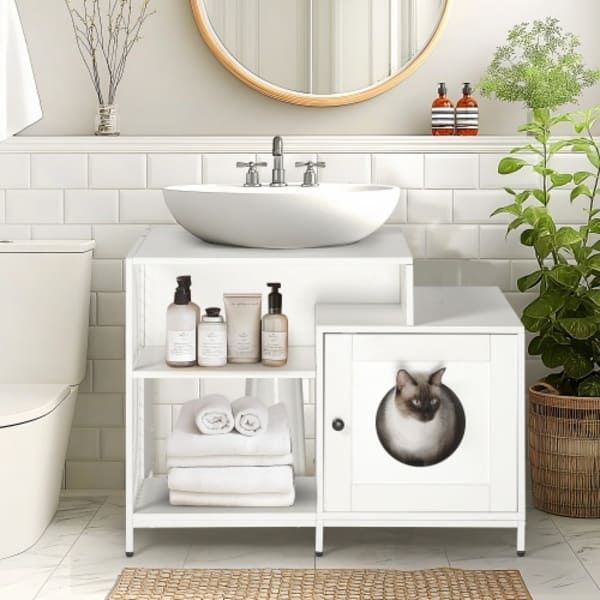 PurrLuxe Hideaway Cat Litter Box Enclosure